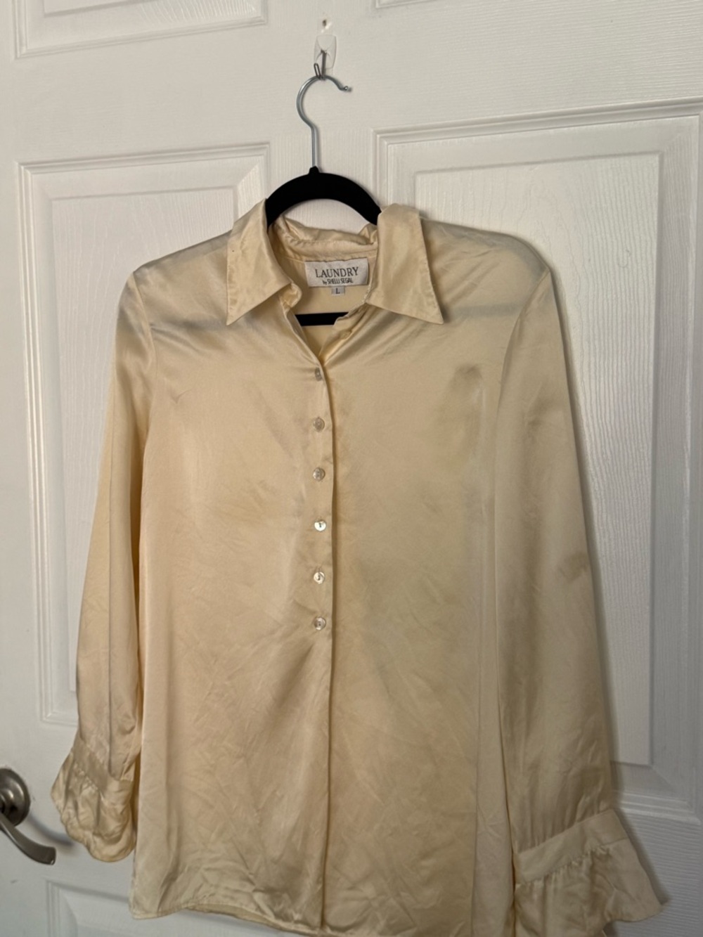 Vintage Laundry by Shelli Segal 100% Silk Blouse Butter Yellow - Large